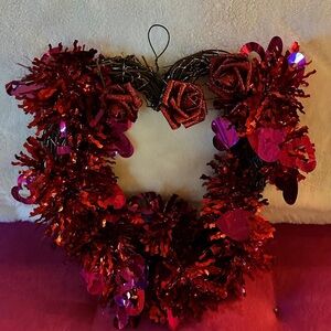 Festive Red Heart Wreath
